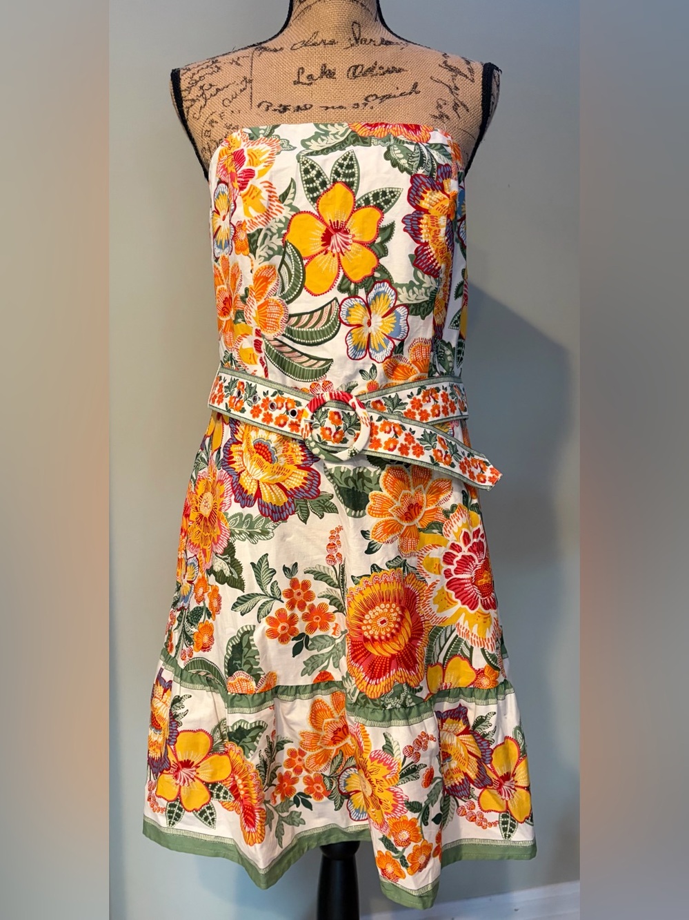 Joie Tropical Floral Strapless Mini Dress with Belt - Size 12